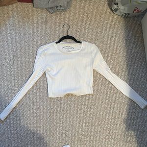 Aeropostale white ribbed shrunken tee -large